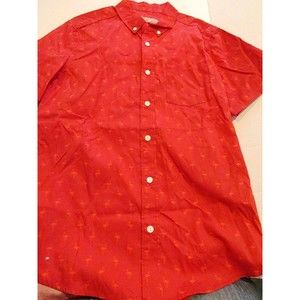 Brooklyn Cloth Mfg. Mens Shirt Sz large  Short Sleeve Button Down Red  Flamingo